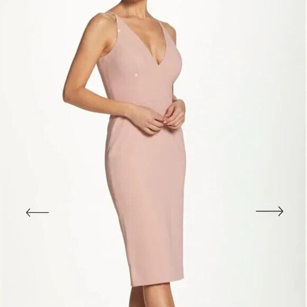 NWT Dress The Population Lyla Crepe Cocktail Midi Dress Women Blush Pink SZ XXS - Picture 1 of 7